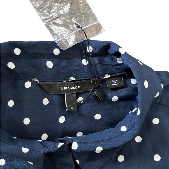 Vero Moda Polka Dot Tie Top Long Sleeve NWT - Picture 5 of 10